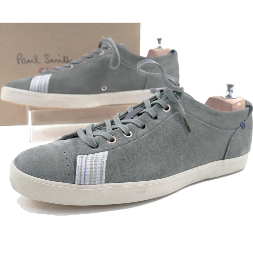 NEW $265 Paul Smith Vestri Sneakers! US 6-7 e 39 Piombo Gray Suede With Stripes
